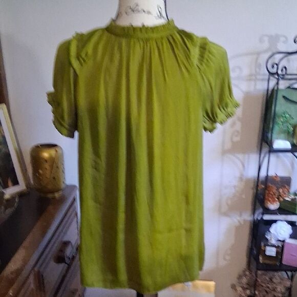 Catherine Malandrino Short Sleeve Green Women's Top Medium - Picture 5 of 7